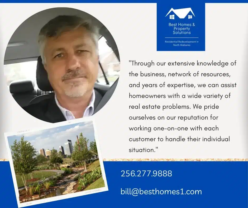 Real estate advertisement with contact information.