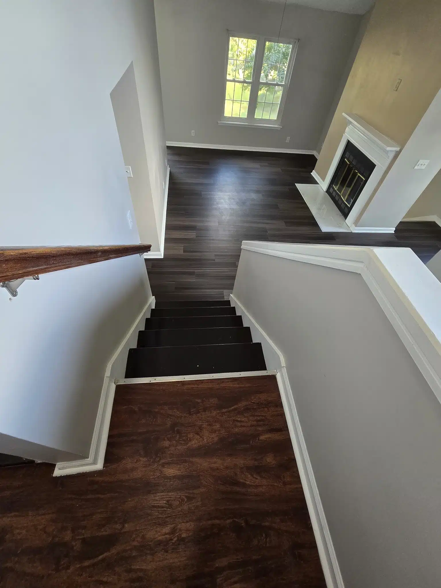 Stairs leading to a living room